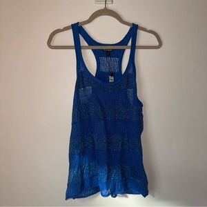 Express - Royal Blue Sheer Shimmer Knit Tank Top - NWT